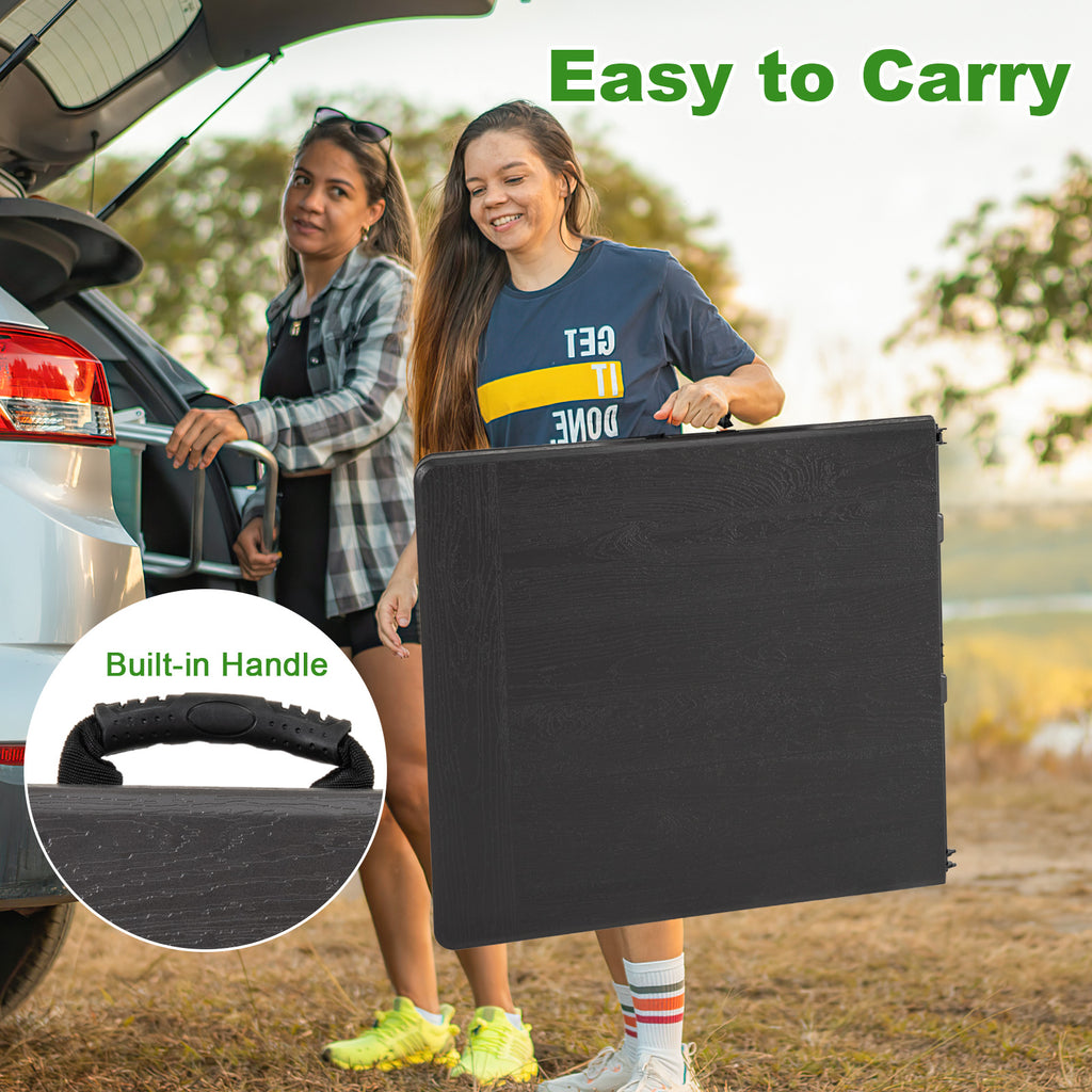 5FT Folding Picnic Table HDPE Tabletop 60" x 27.5" - Black