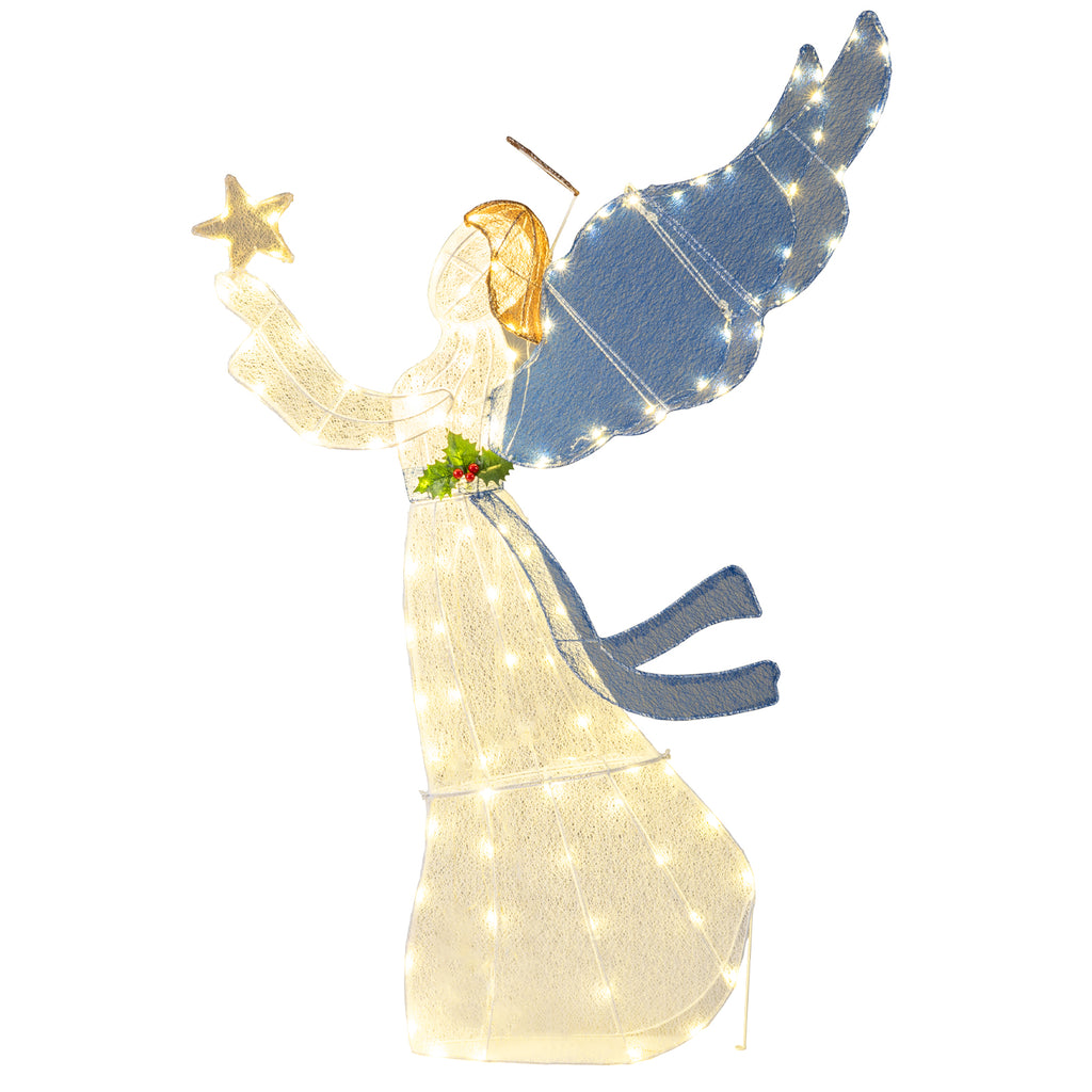 Lighted Angel Christmas Decoration with Wings & Warm LED Lights - Outdoor Indoor Holiday Decor
