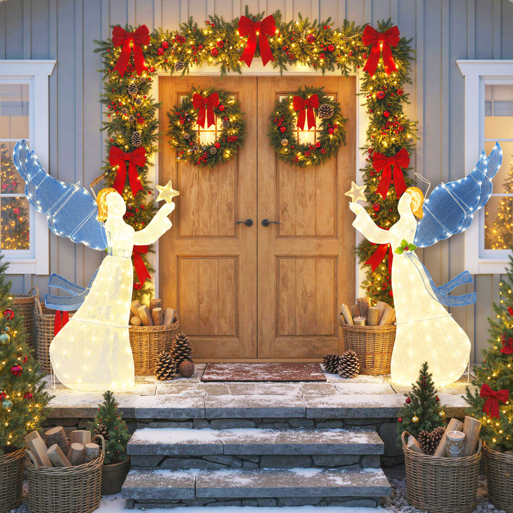 Lighted Angel Christmas Decoration with Wings & Warm LED Lights - Outdoor Indoor Holiday Decor