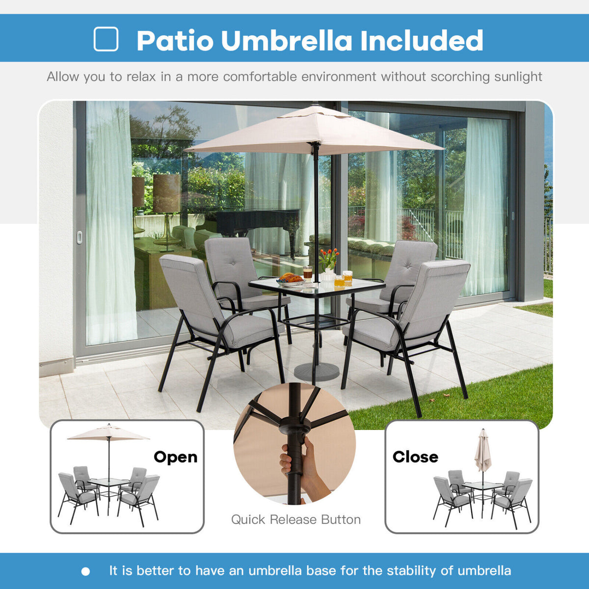 5 Ft Square Market Umbrella - Beige