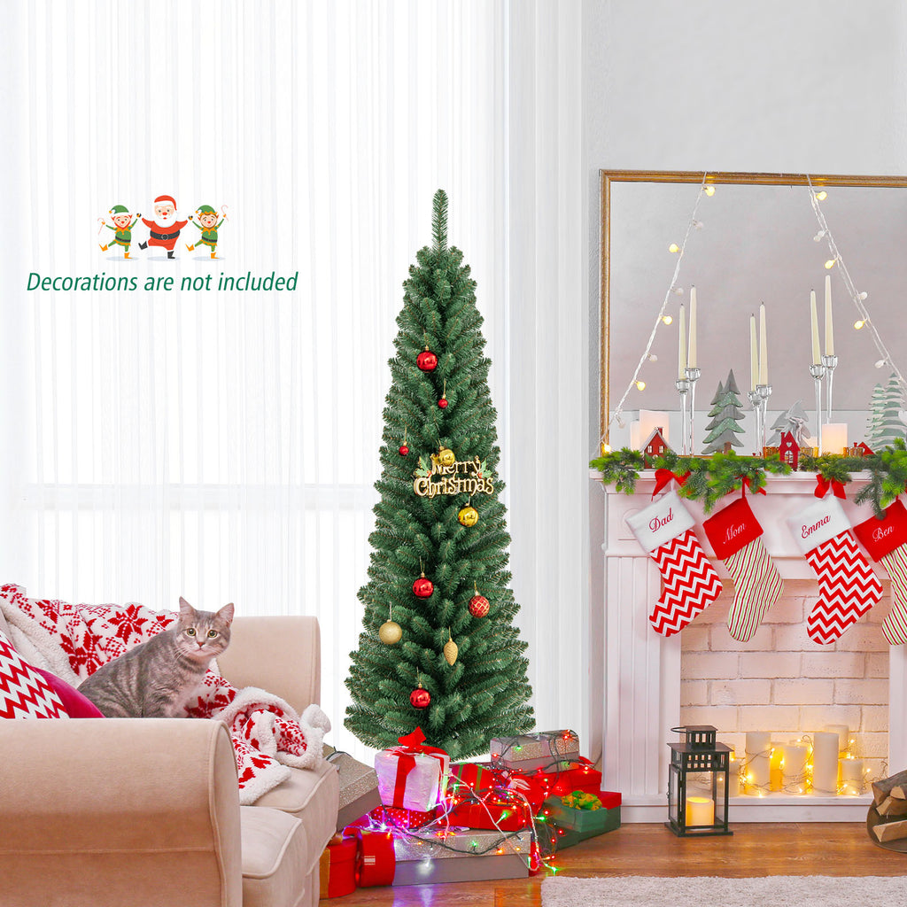 5 Ft Pencil Christmas Tree with Memory Wire Branch Tips - Costway