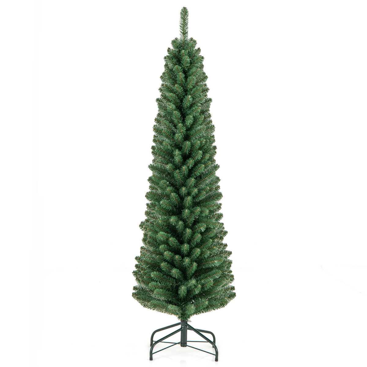 5 Ft Pencil Christmas Tree with Memory Wire Branch Tips - Costway
