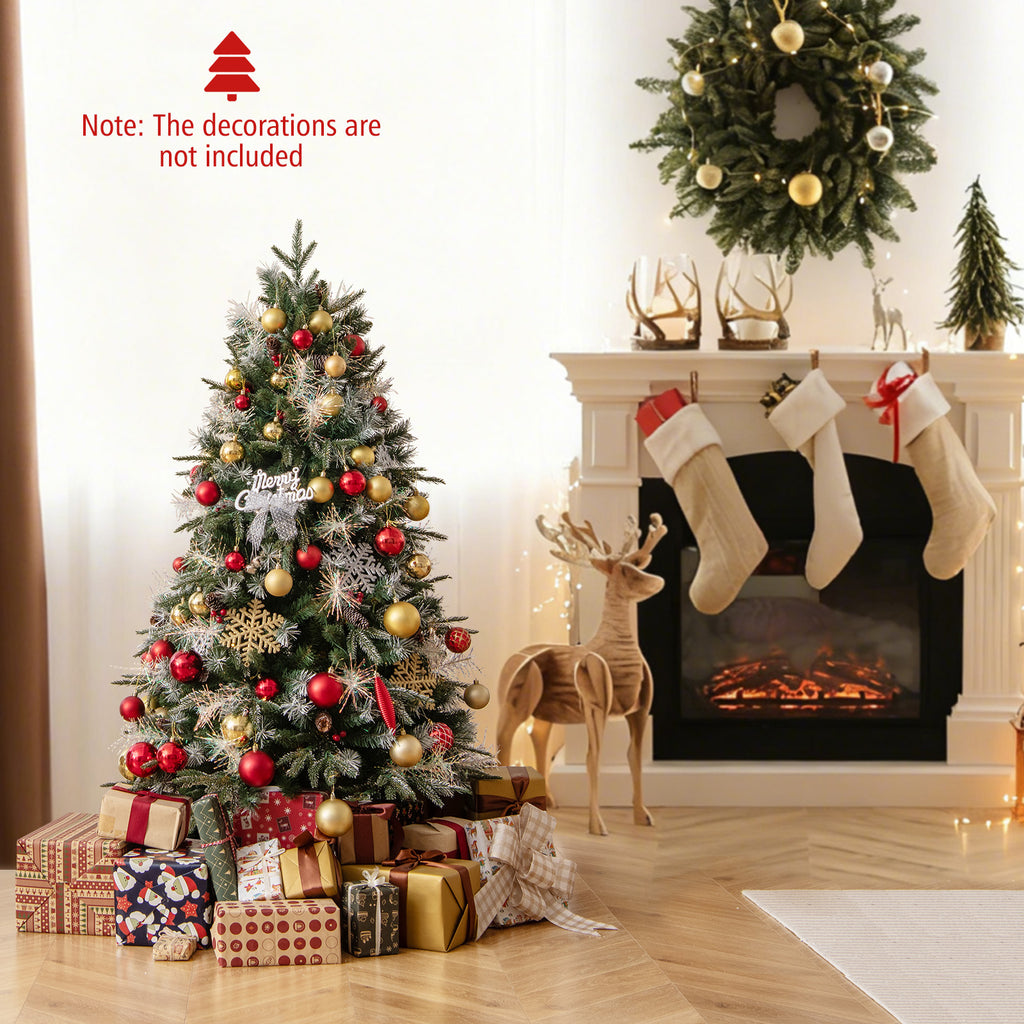 5 Ft Pre-Lit Artificial Christmas Tree with 8 Modes LED Lights & Red Berries - Costway