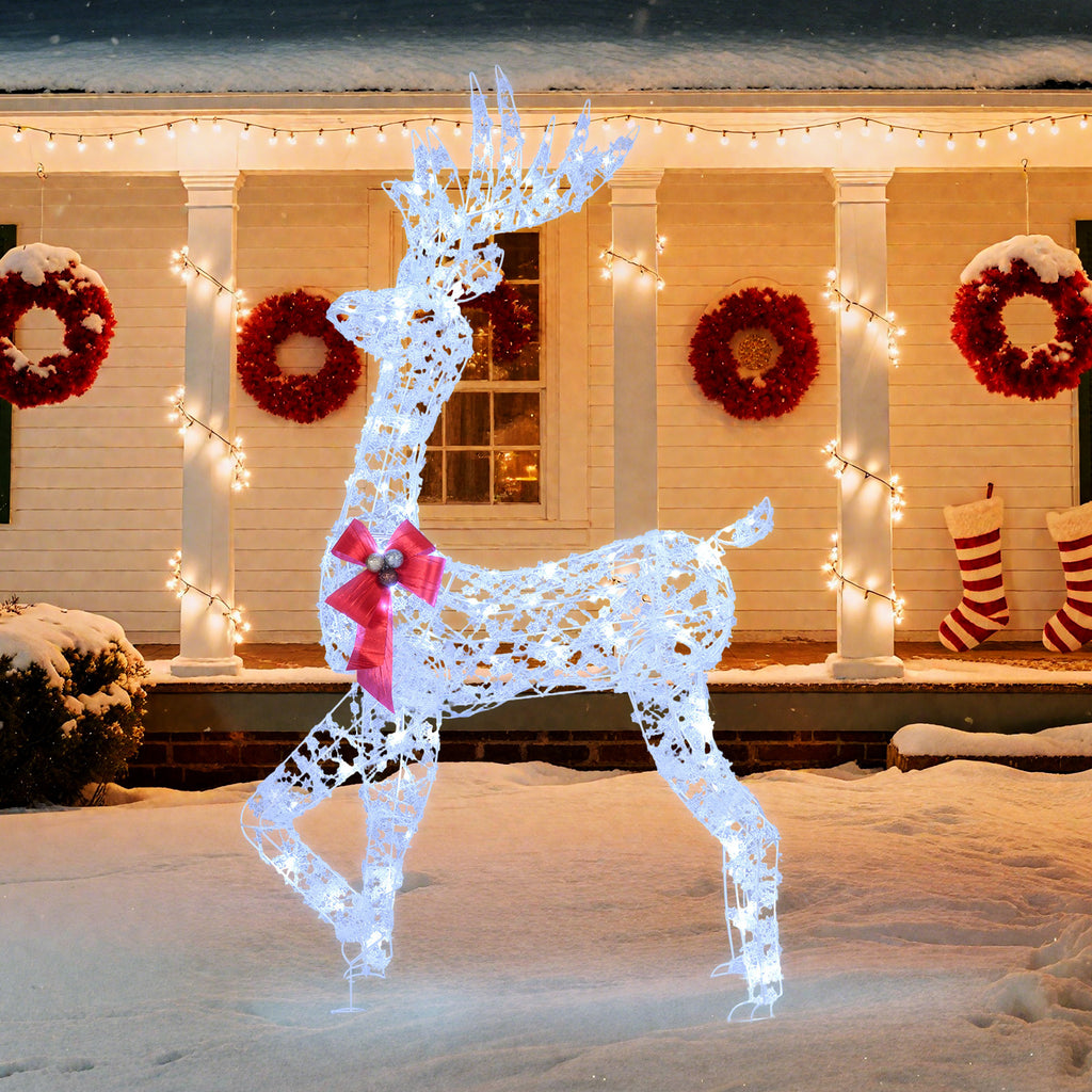 5 Feet Pre-Lit Christmas Reindeer with 100 LED Lights - Indoor Outdoor Decoration - 1 Piece