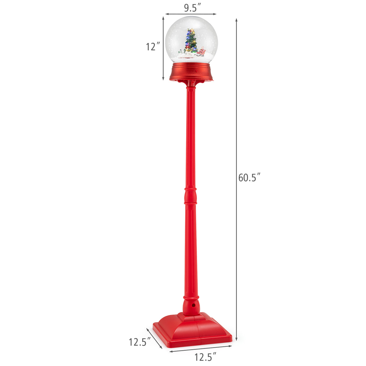 5 Ft Musical Christmas Street Lamp with 8 Tunes & Blowing Snow - Red, Variation