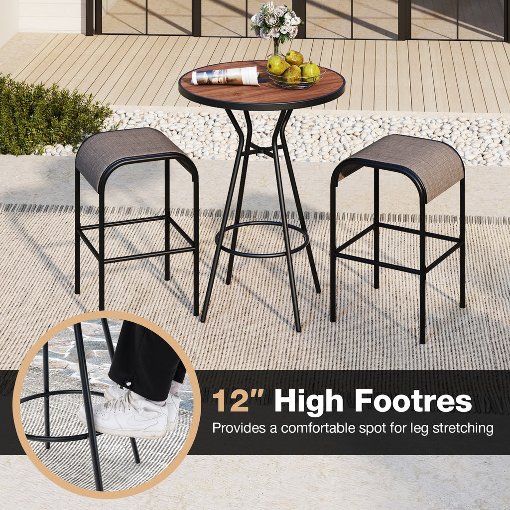 5 Pieces Outdoor Round Bar Table Set with 1.6 Inches Umbrella Hole