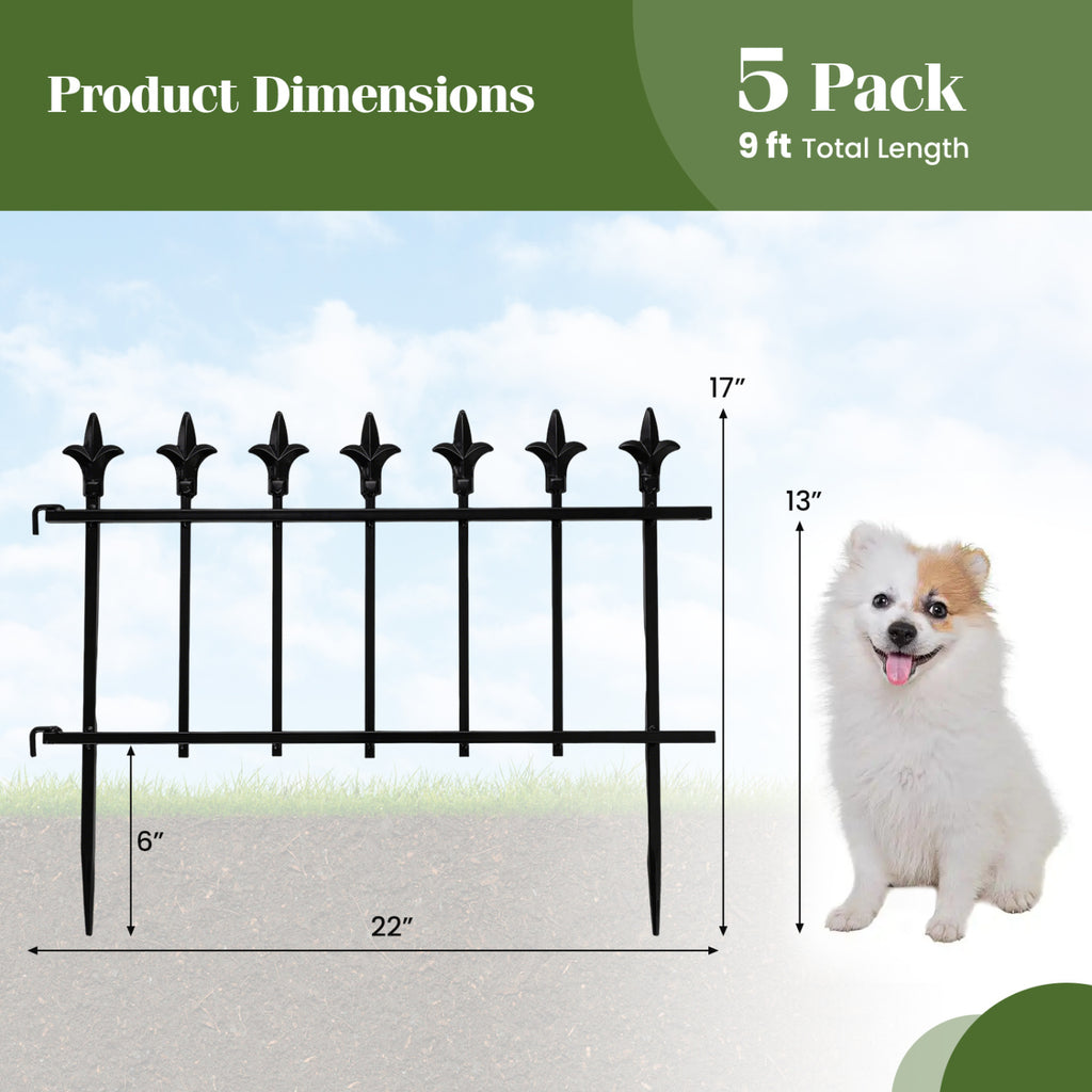 Costway 5-Pack Decorative Metal Garden Fence No Dig Landscape Fencing - S Variation
