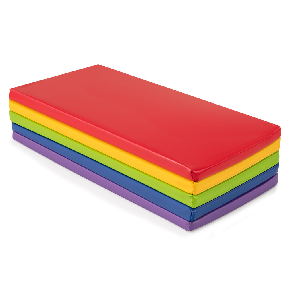 5 Pack 2 Inch Toddler Thick Rainbow Rest Nap Mats - Stackable & Cushioned