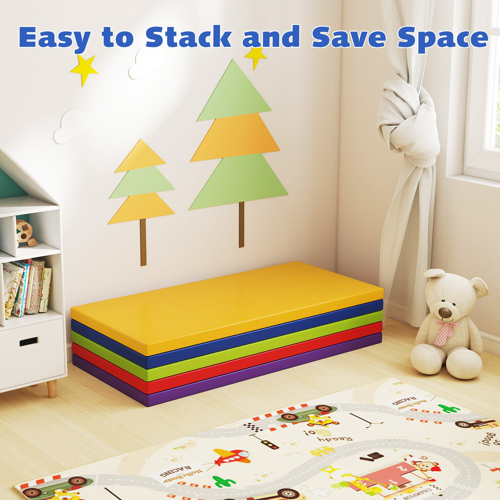 5 Pack 2 Inch Toddler Thick Rainbow Rest Nap Mats - Stackable & Cushioned