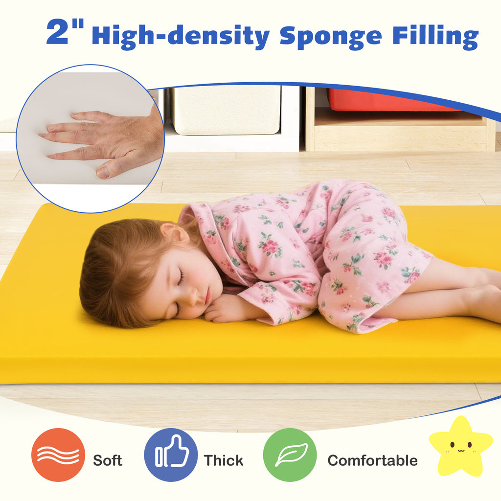 5 Pack 2 Inch Toddler Thick Rainbow Rest Nap Mats - Stackable & Cushioned