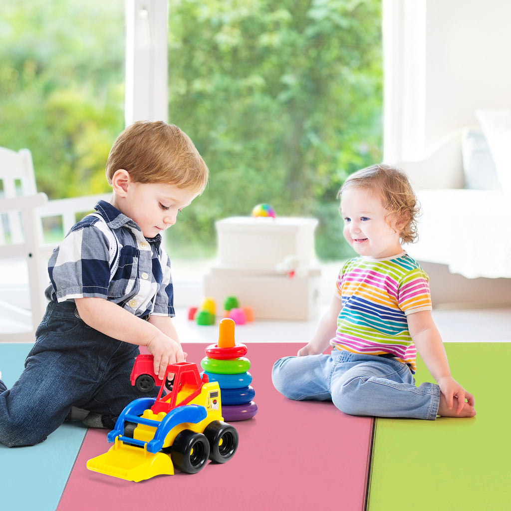 Kids 5-Panel Folding Gymnastics Mat with Handle, Green, Soft Foam & Waterproof Cover