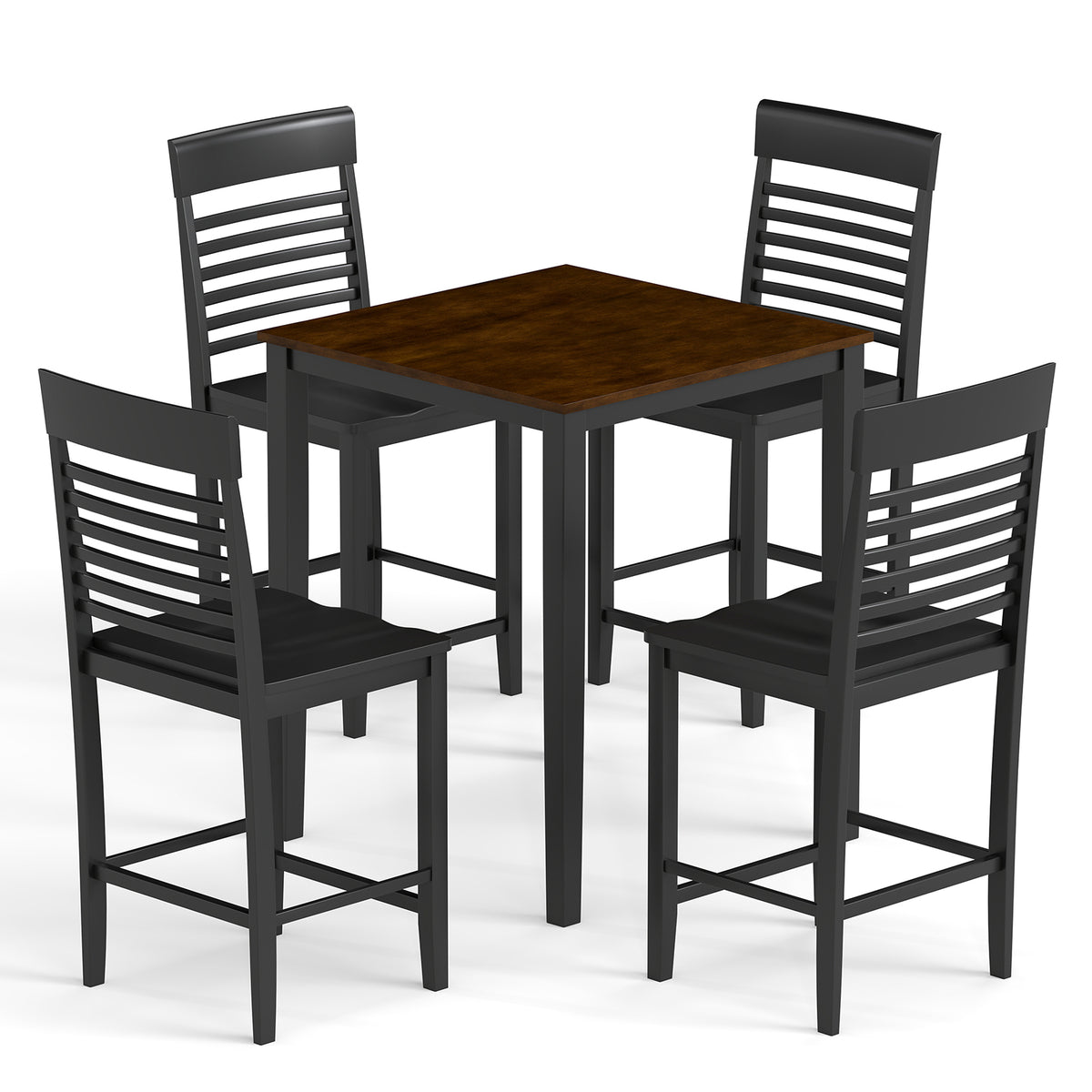 5-Piece Counter-Height Dining Table Set with Rubber Wood Frame