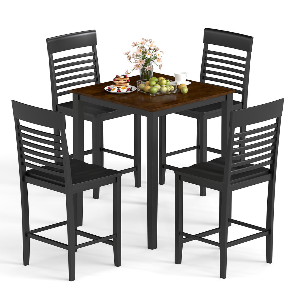 5-Piece Counter-Height Dining Table Set with Rubber Wood Frame