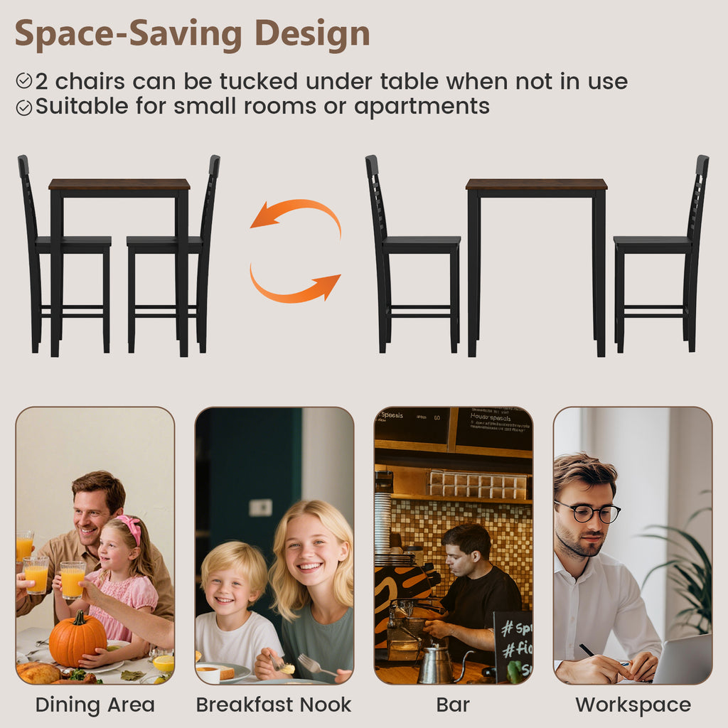 5-Piece Counter-Height Dining Table Set with Rubber Wood Frame