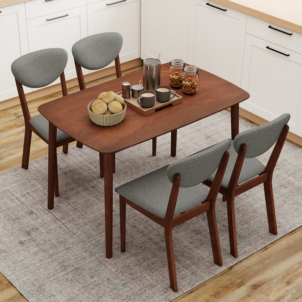 5-Piece Dining Set with Rectangular Table & Chairs - Gray