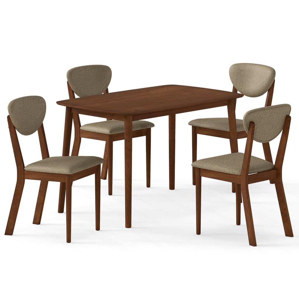5-Piece Dining Set with Rectangular Table & Chairs - Gray
