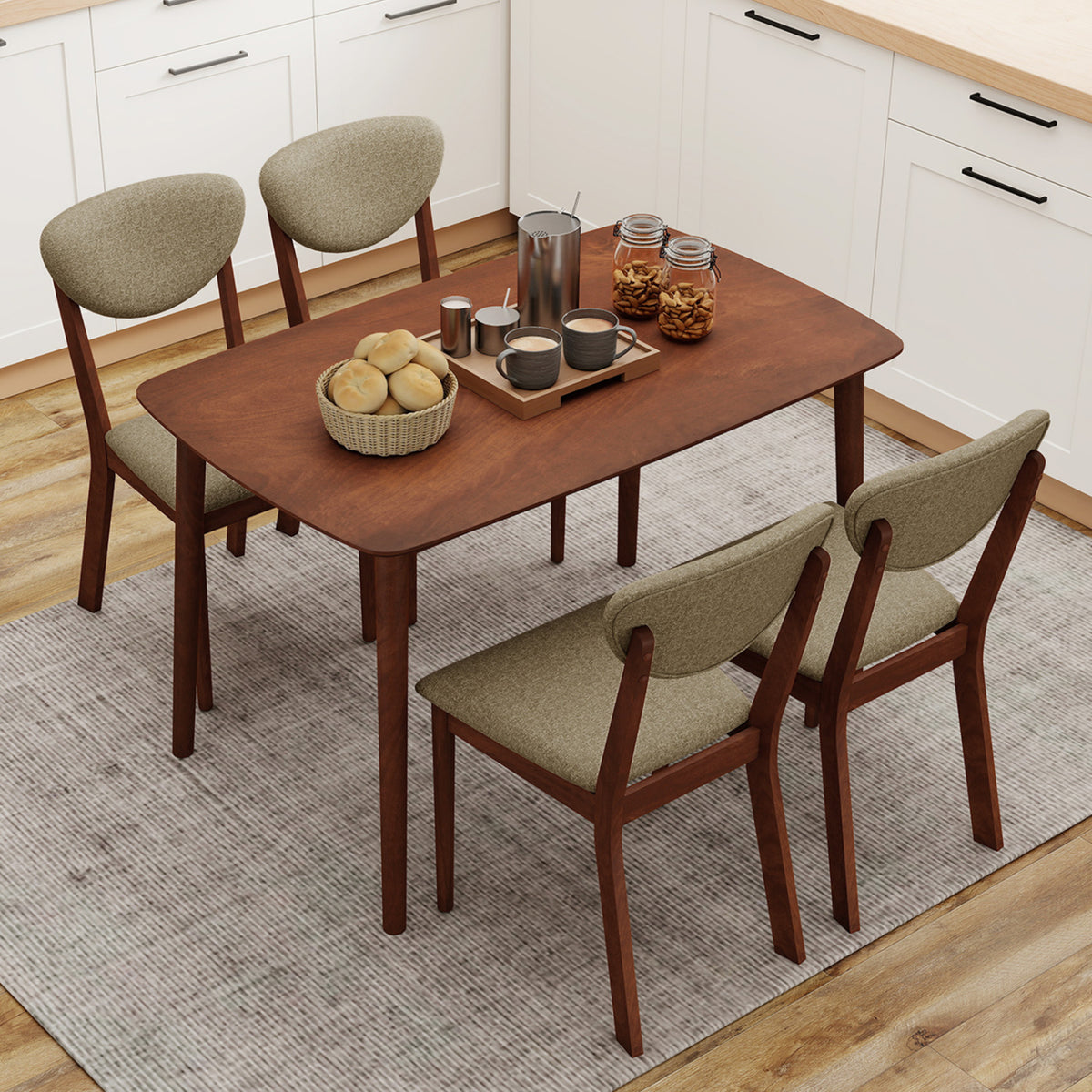 5-Piece Dining Set with Rectangular Table & Chairs - Gray