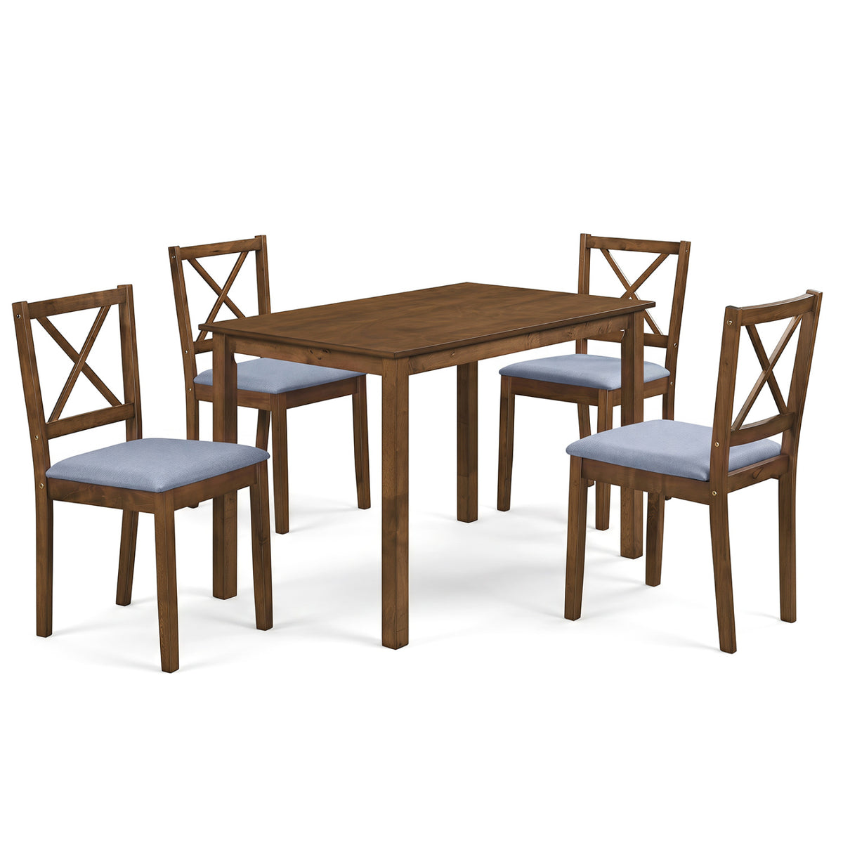 5-Piece Dining Set with Rectangular Table & Fabric Chairs - Gray