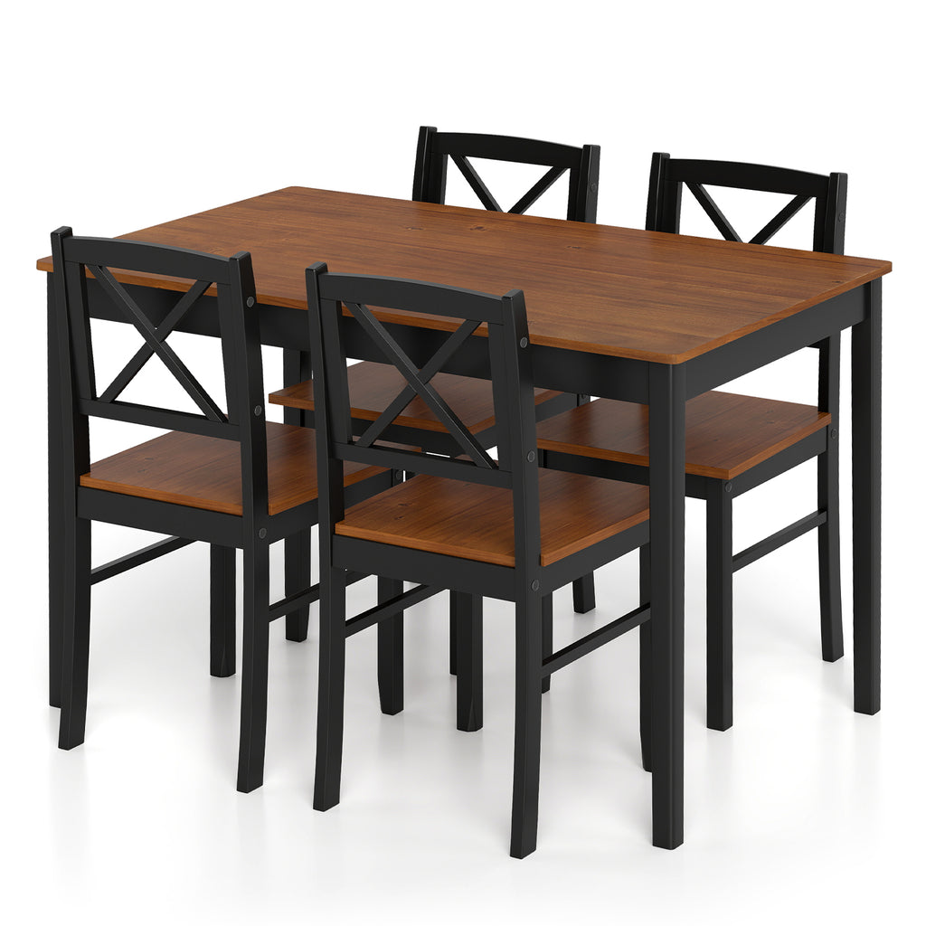 5 Piece Dining Table Set with 4 Chairs - Coffee
