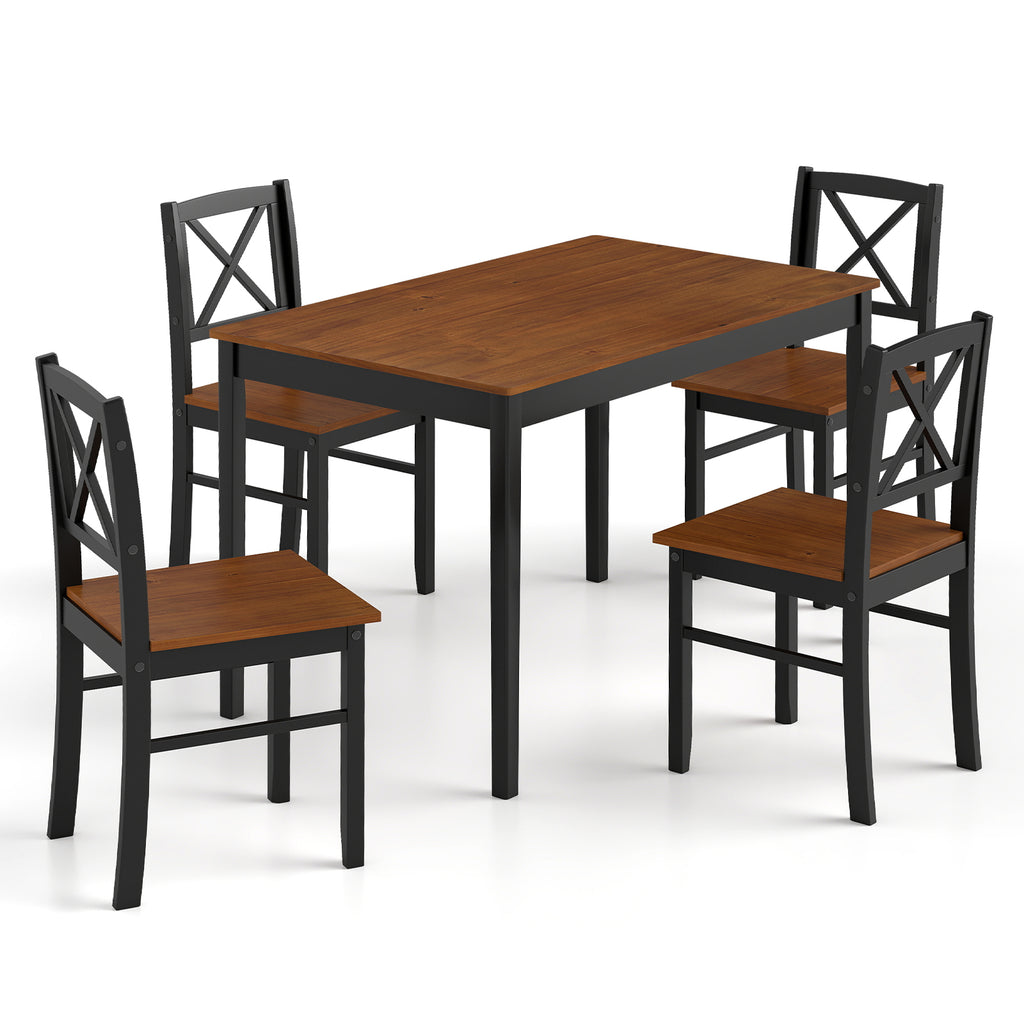 5 Piece Dining Table Set with 4 Chairs - Coffee