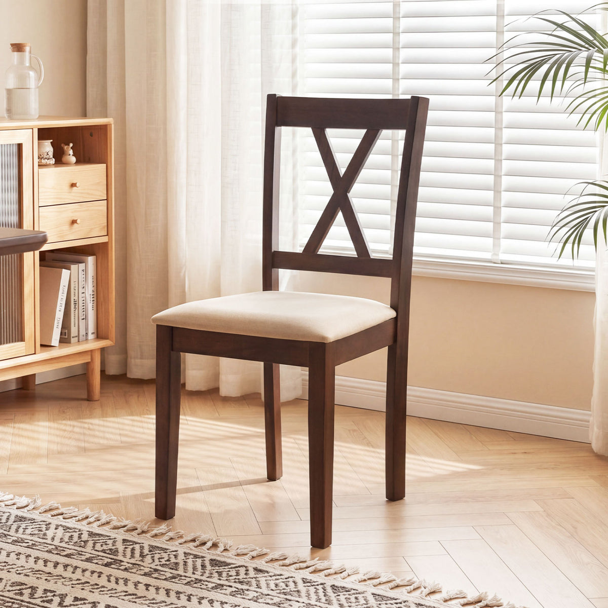Dining Chairs Set of 4 Upholstered Walnut