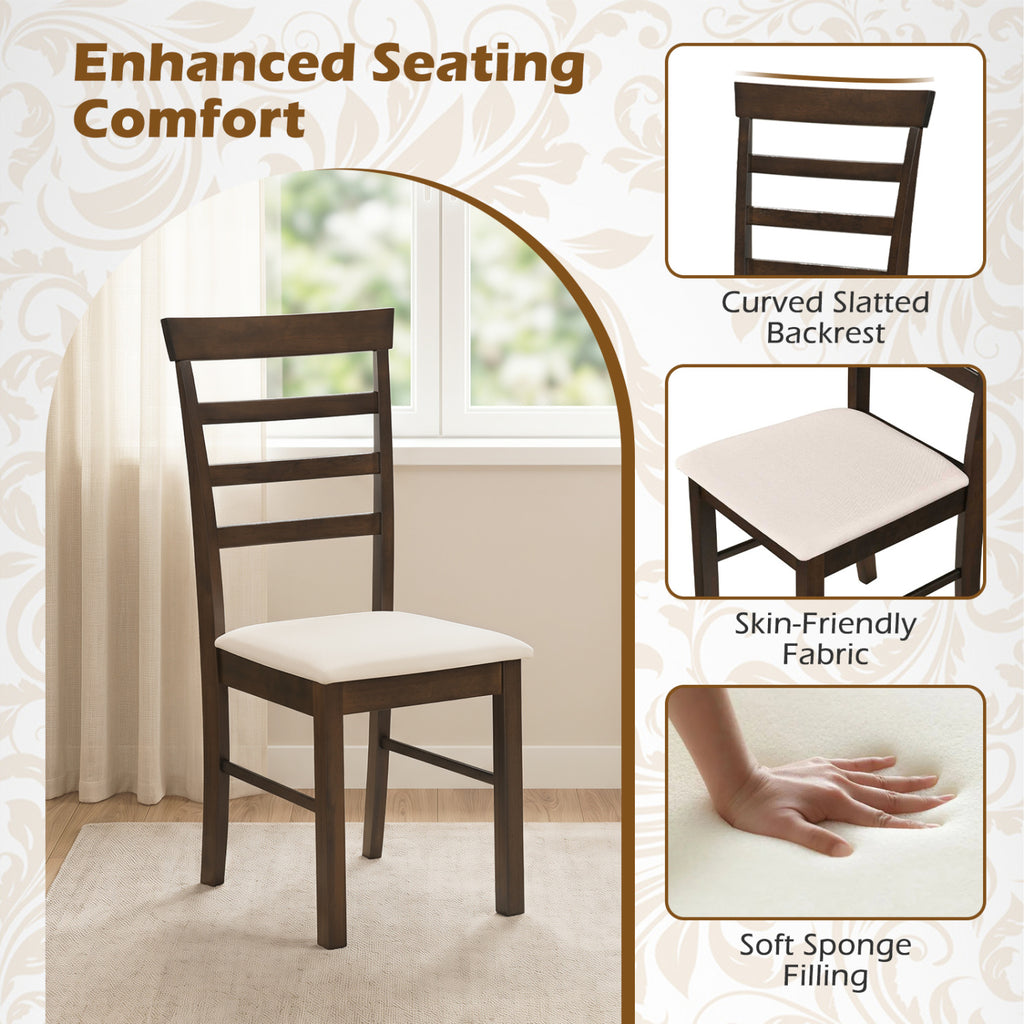 5-Piece Dining Table Set for 4 with Upholstered Chairs, Brown
