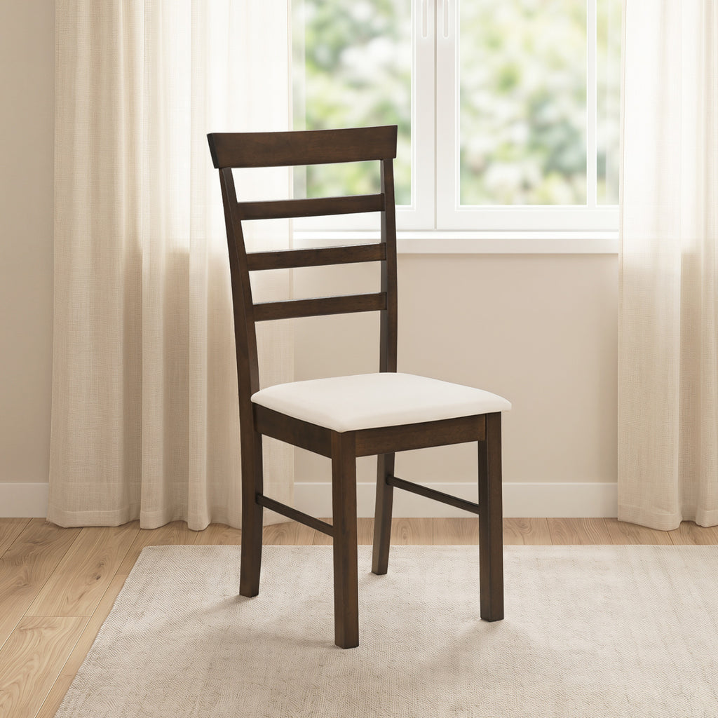 Wooden Dining Chairs Set of 4, Brown - Padded Fabric Cushion