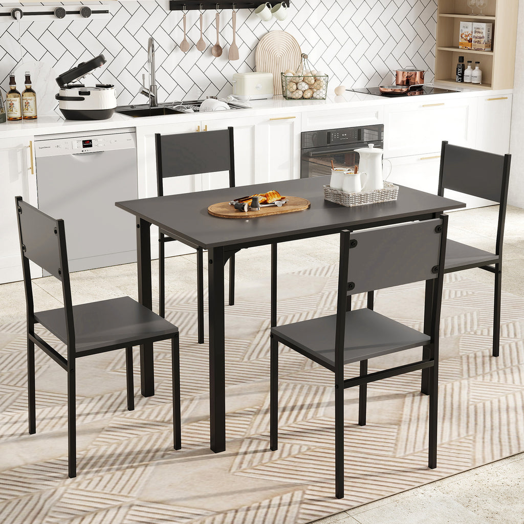 5-Piece Dining Table Set for 4 – Industrial Style, Gray