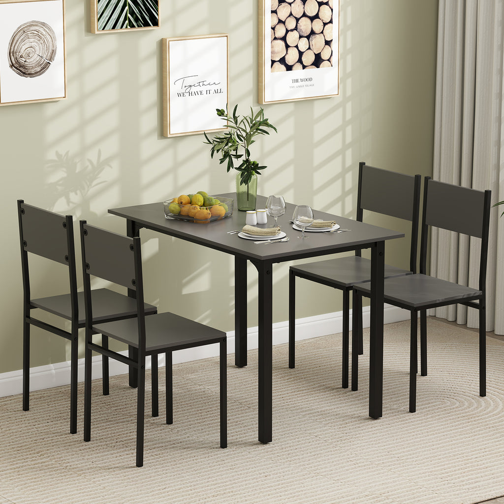 5-Piece Dining Table Set Industrial Style - Gray