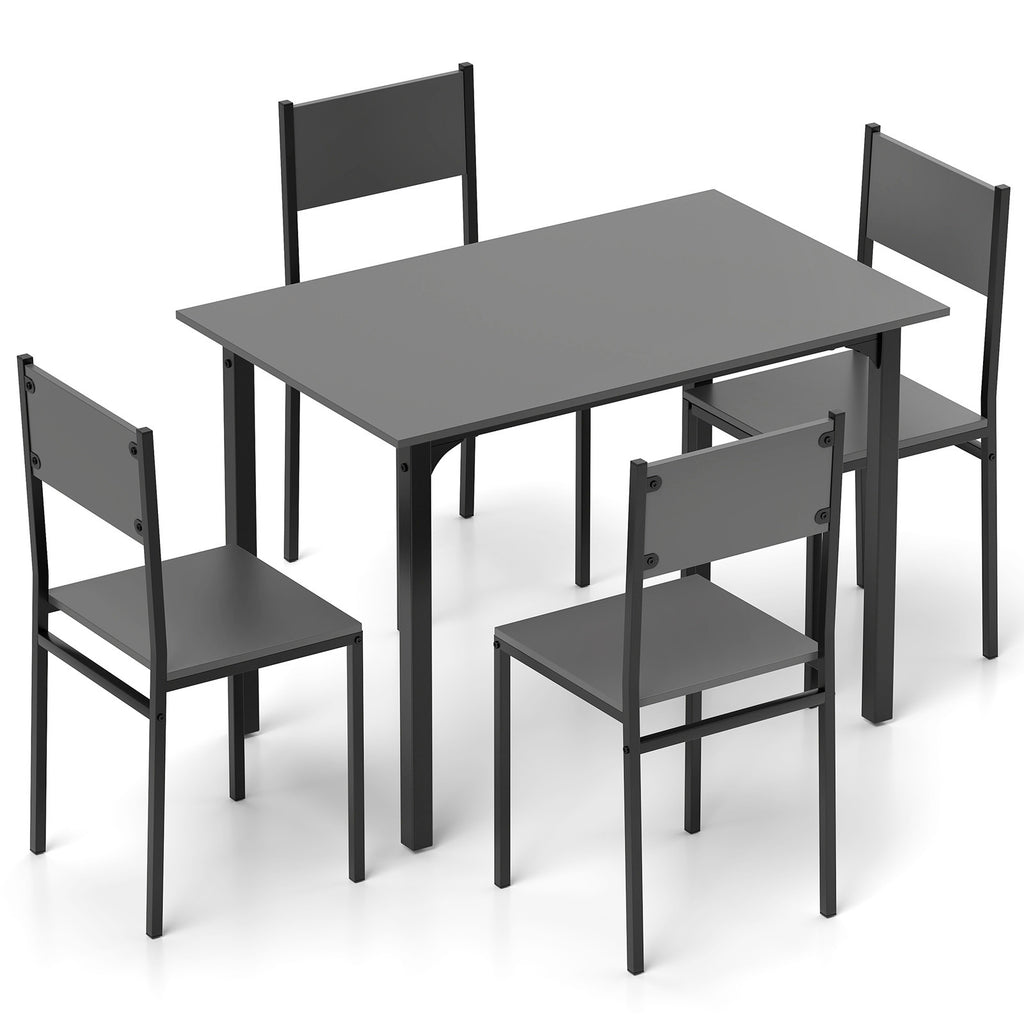 5-Piece Dining Table Set Industrial Style - Gray