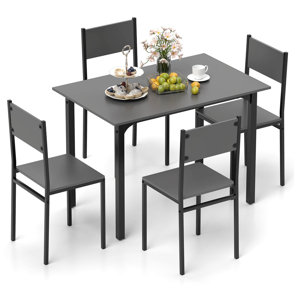 5-Piece Dining Table Set for 4 – Industrial Style, Gray