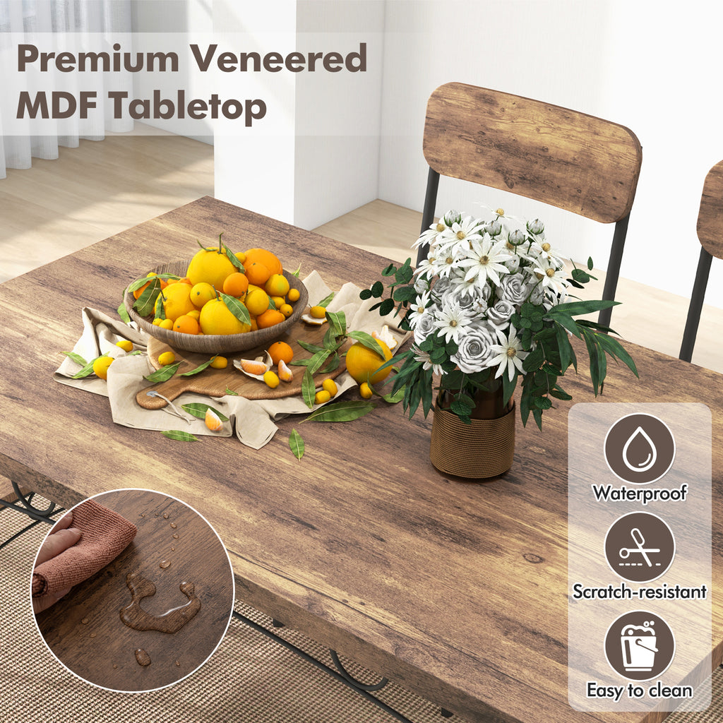 Industrial Dining Table Set for 4 - Brown