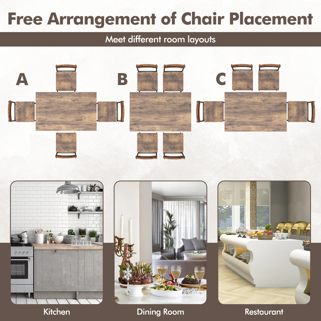 Industrial Dining Table Set for 4 - Brown