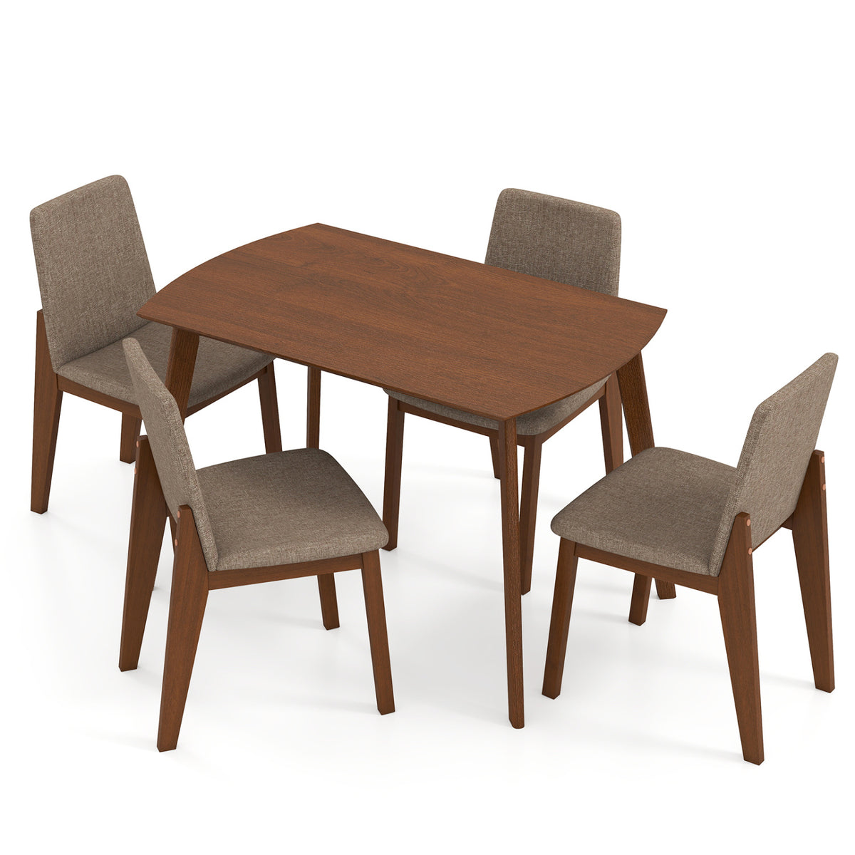 5-Piece Dining Set with High-Back Upholstered Chairs, Light Brown