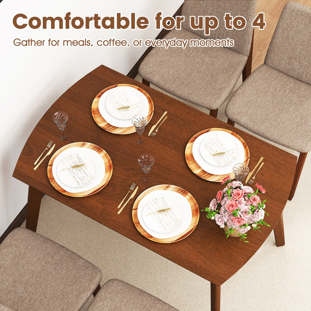 5-Piece Dining Table Set with High-Back Upholstered Chairs, Light Brown
