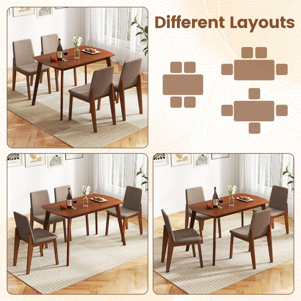 5-Piece Dining Set with High-Back Upholstered Chairs, Light Brown