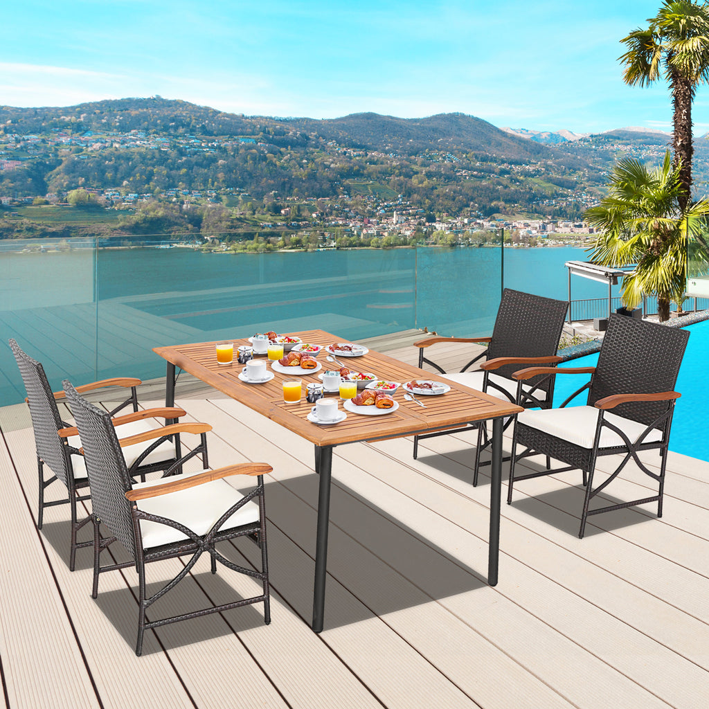 4-5 Piece Outdoor Dining Set with Acacia Wood Table