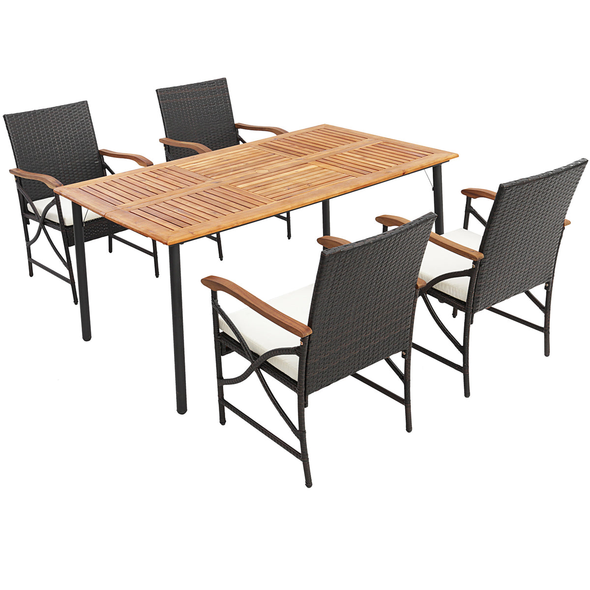 4-5 Piece Outdoor Dining Set with Acacia Wood Table
