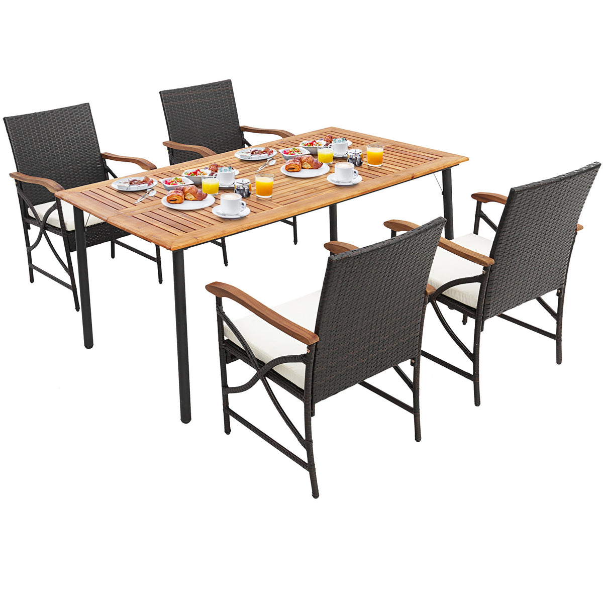 4-5 Piece Outdoor Dining Set with Acacia Wood Table