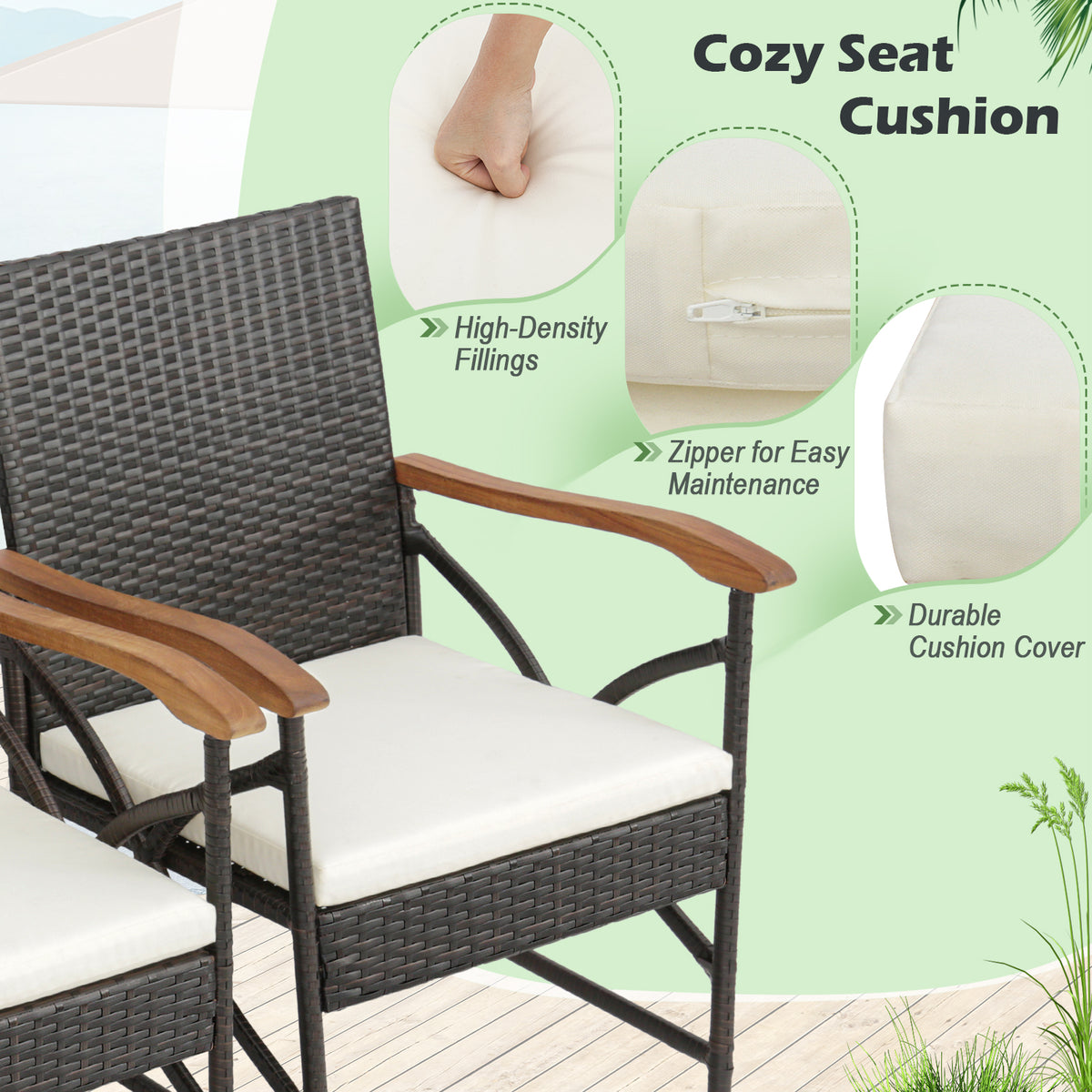 4-5 Piece Outdoor Dining Set with Acacia Wood Table