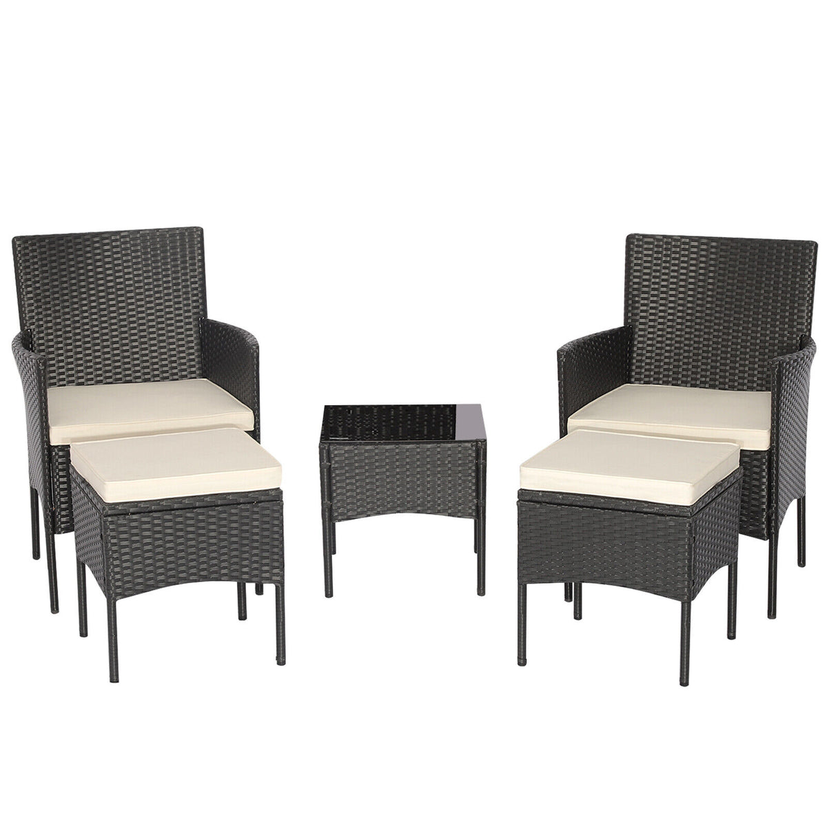 8-Piece Patio Wicker Conversation Set with Coffee Tables & Ottomans