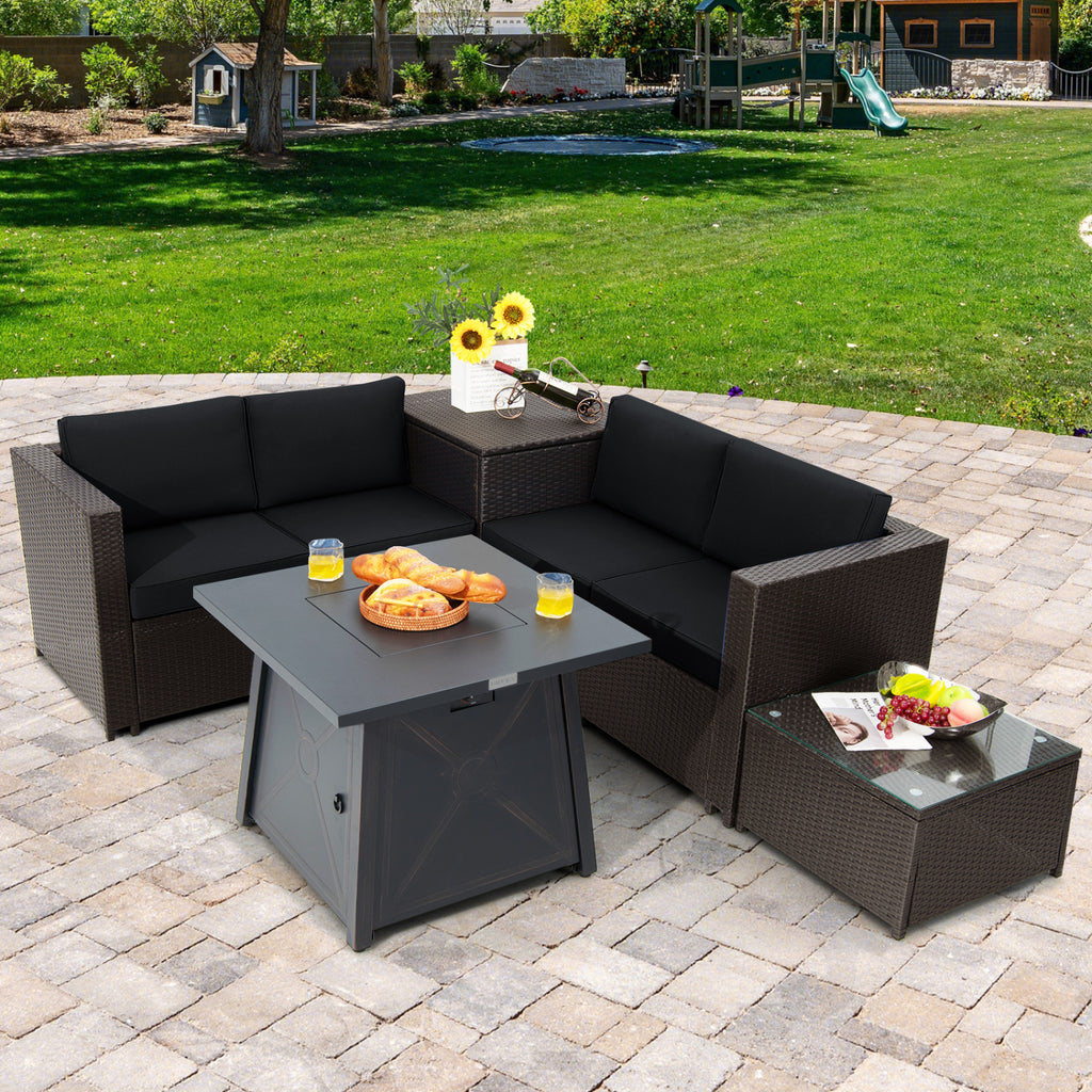 5 Piece Patio Furniture Set with 50000 BTU Propane Fire Pit Table