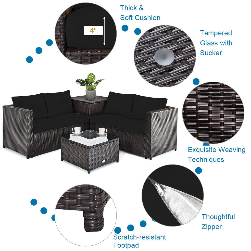 5-Piece Patio Furniture Set with 30 Inches Gas Fire Pit Table Outdoor
