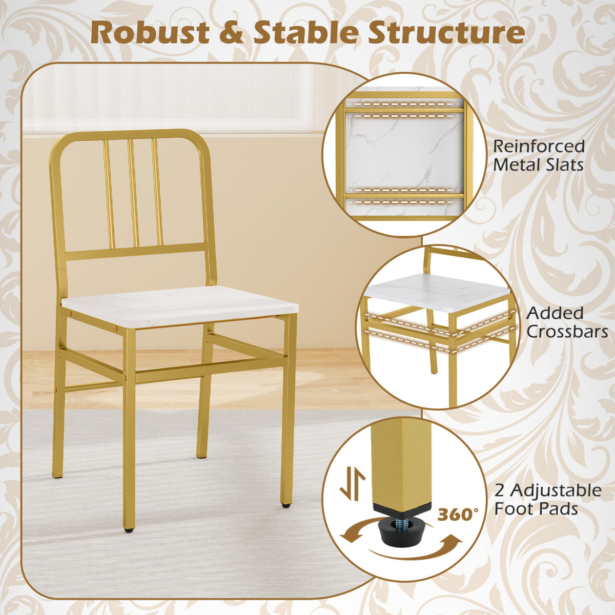 5-Piece Round Dining Table Set with Storage Shelf - White