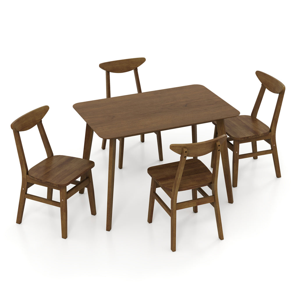 5-Piece Solid Wood Dining Set with Walnut Chairs