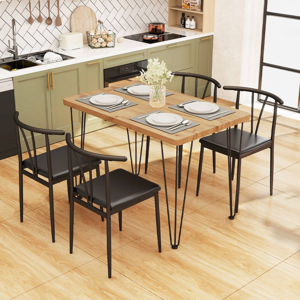 5-Piece Dining Table Set with 4 Chairs - Black