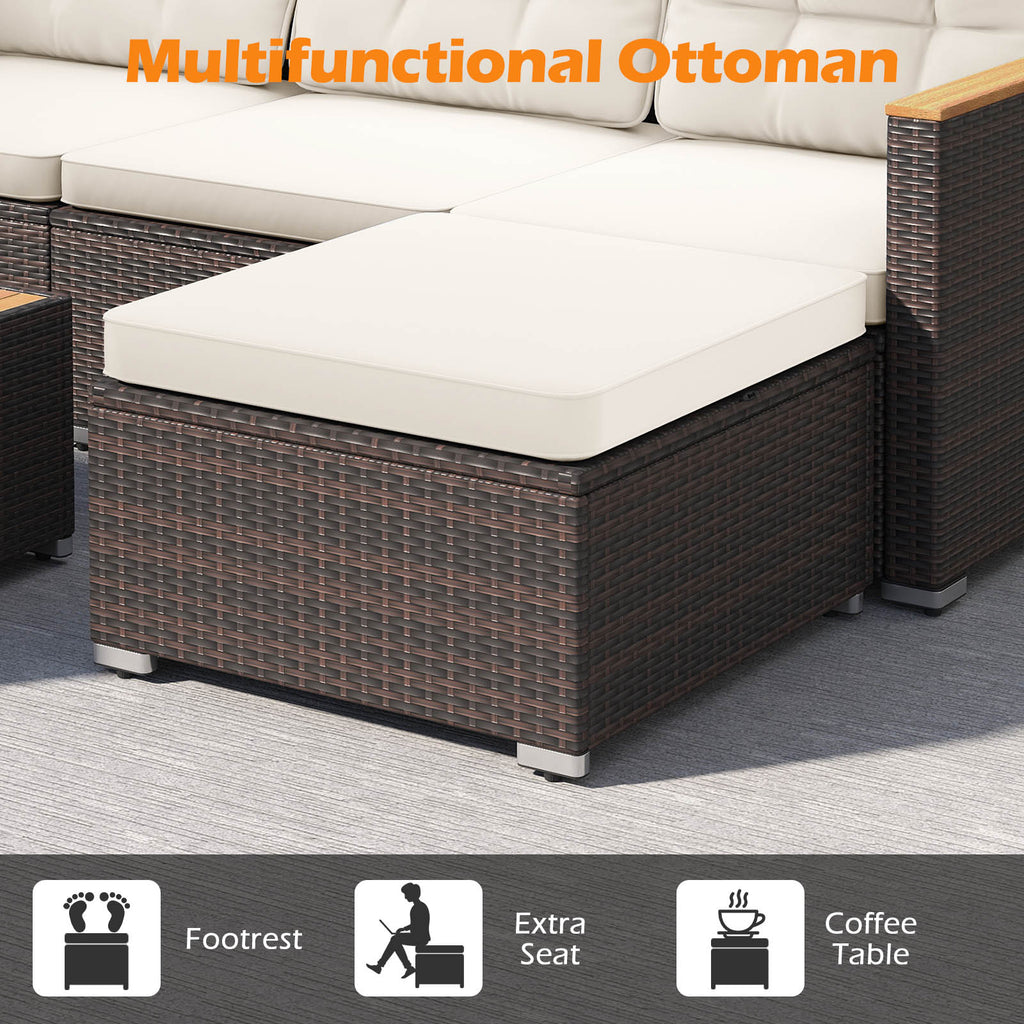 5-Piece Wicker Conversation Set Rattan with Cushions and Coffee Table