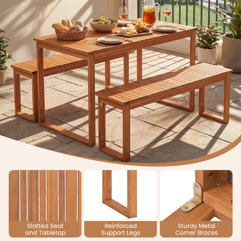 Acacia Wood Outdoor Dining Table 49" × 27.5"