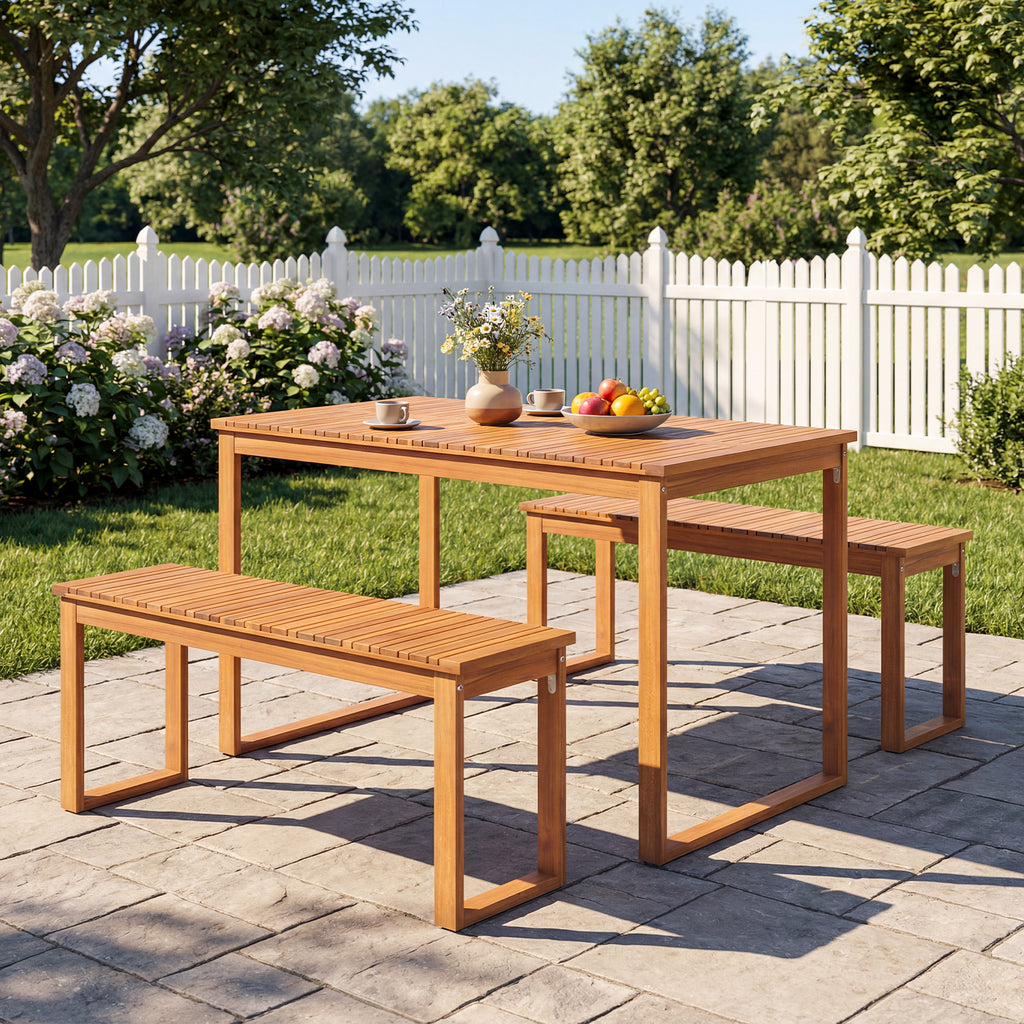 Acacia Wood Outdoor Dining Table 49" × 27.5"