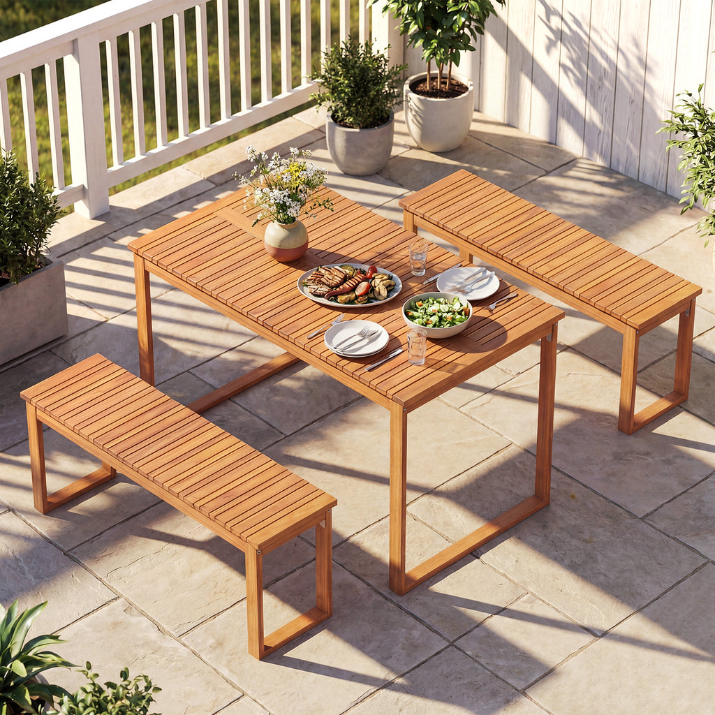 Acacia Wood Outdoor Dining Table 49" × 27.5"
